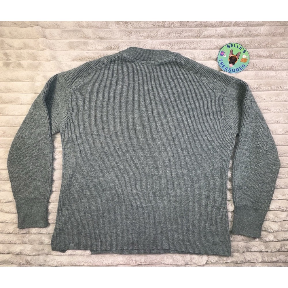 Lululemon Sweater Womens 8 Merino Wool-Blend Ribbed Crewneck Teal Green boxy fit - Picture 8 of 9